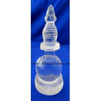 Wholesale Crystal Quartz / Sfatik Hand Carved Stupa