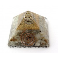 Rainbow Moonstone Chips Orgone Pyramids With Copper Wrrapped Crystal Point