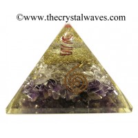 Rose Amethyst & Crystal Chips Orgone Pyramids With Copper Wrrapped Crystal Point